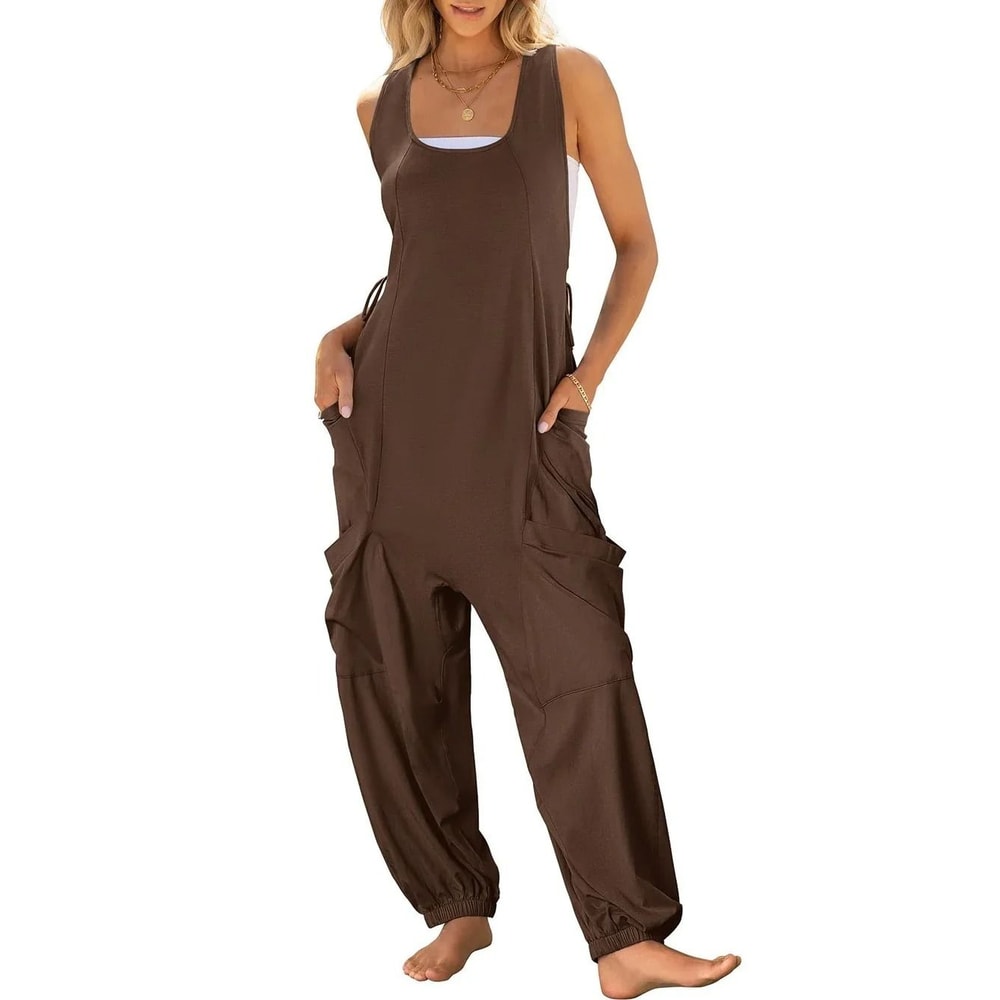 Casual Sleeveless Baggy Harem Jumpsuit Loose Wide Leg Overalls For Women 14