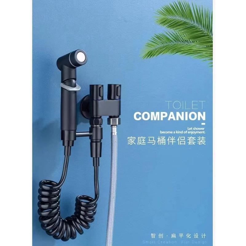 Handheld Bidet Toilet Sprayer Set With Adjustable Pressure And Dual Switch 3