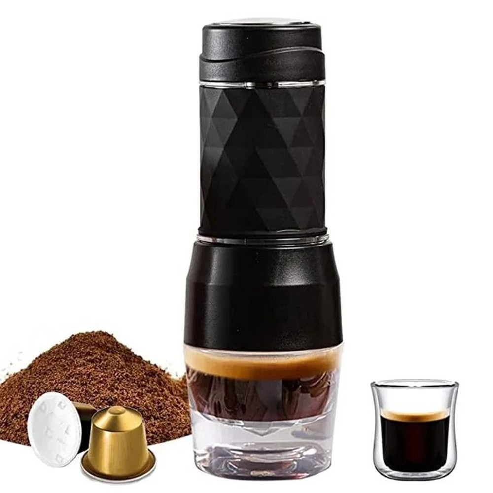 3 In 1 Portable Manual Espresso Maker Coffee Machine For Capsules And Ground Coffee 0