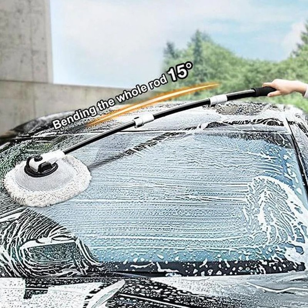 Telescopic Car Wash Brush With 15 Degree Bend And Rotating Chenille Mop Head 2