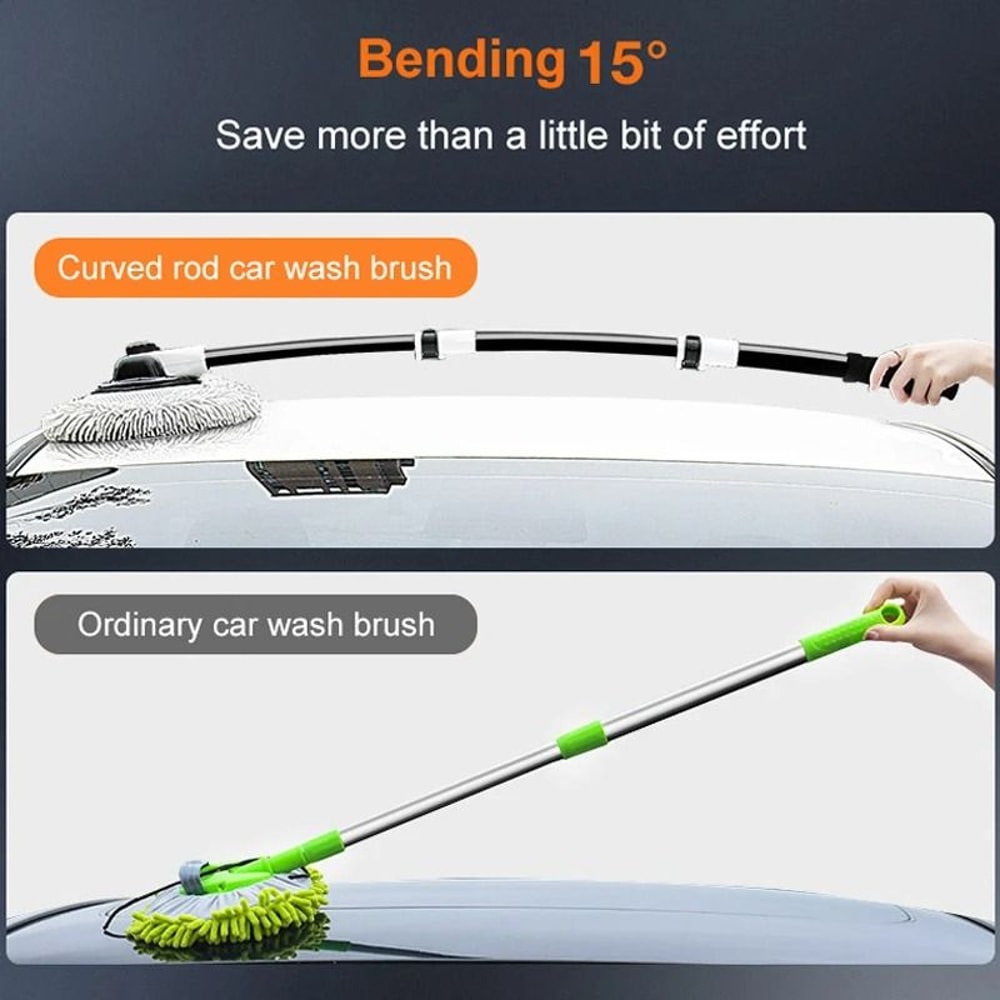 Telescopic Car Wash Brush With 15 Degree Bend And Rotating Chenille Mop Head 3