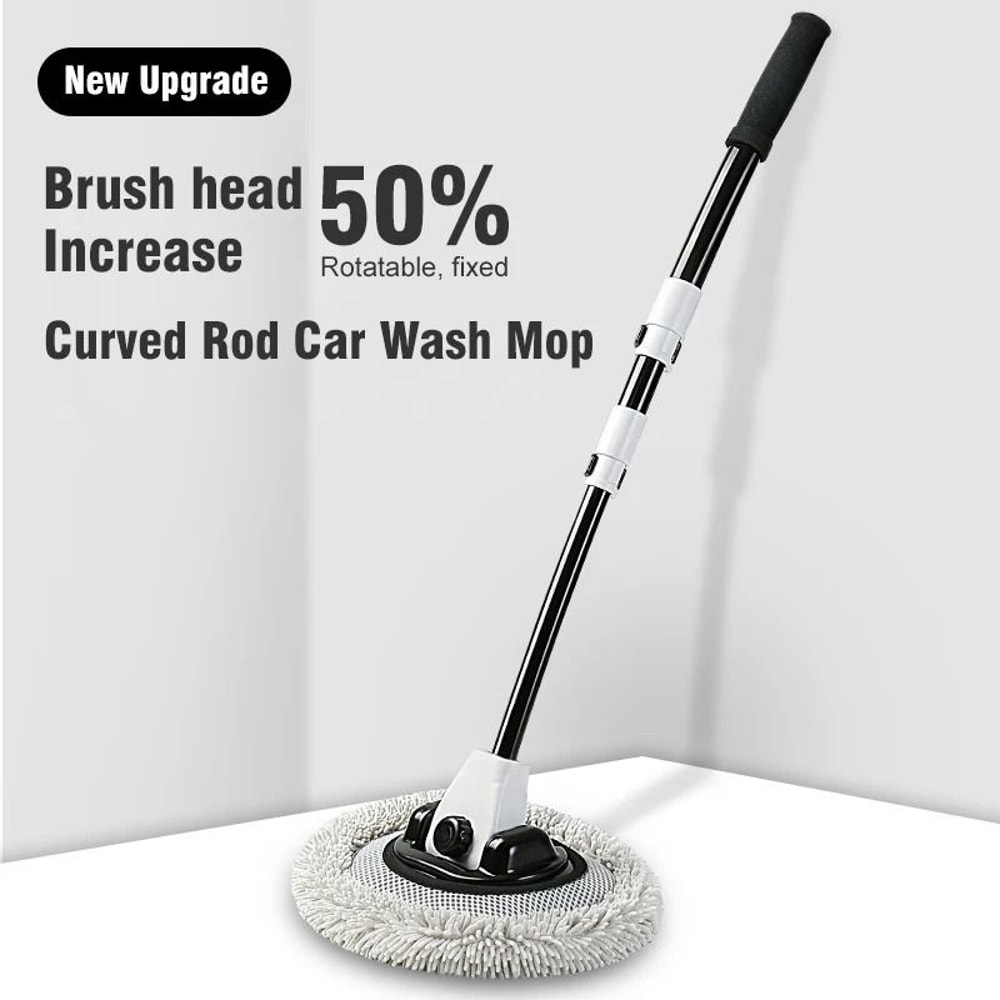 Telescopic Car Wash Brush With 15 Degree Bend And Rotating Chenille Mop Head 7