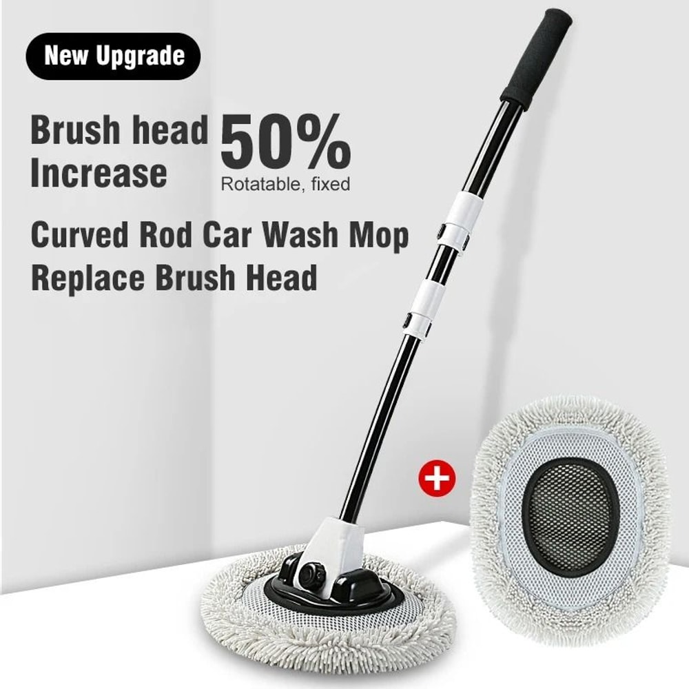 Telescopic Car Wash Brush With 15 Degree Bend And Rotating Chenille Mop Head 8