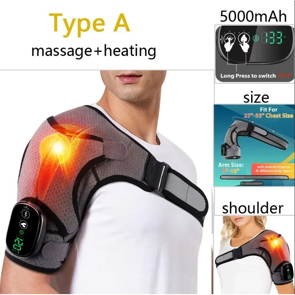 Electric Heated Shoulder Brace With Adjustable Heat And Massage Support Strap 6