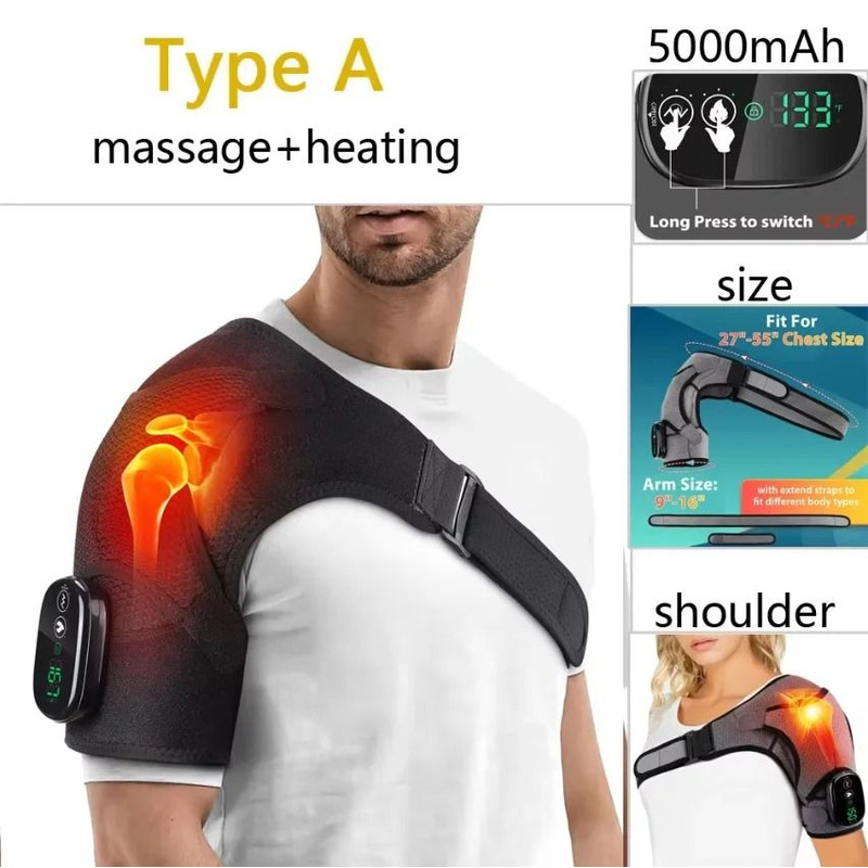 Electric Heated Shoulder Brace With Adjustable Heat And Massage Support Strap 7