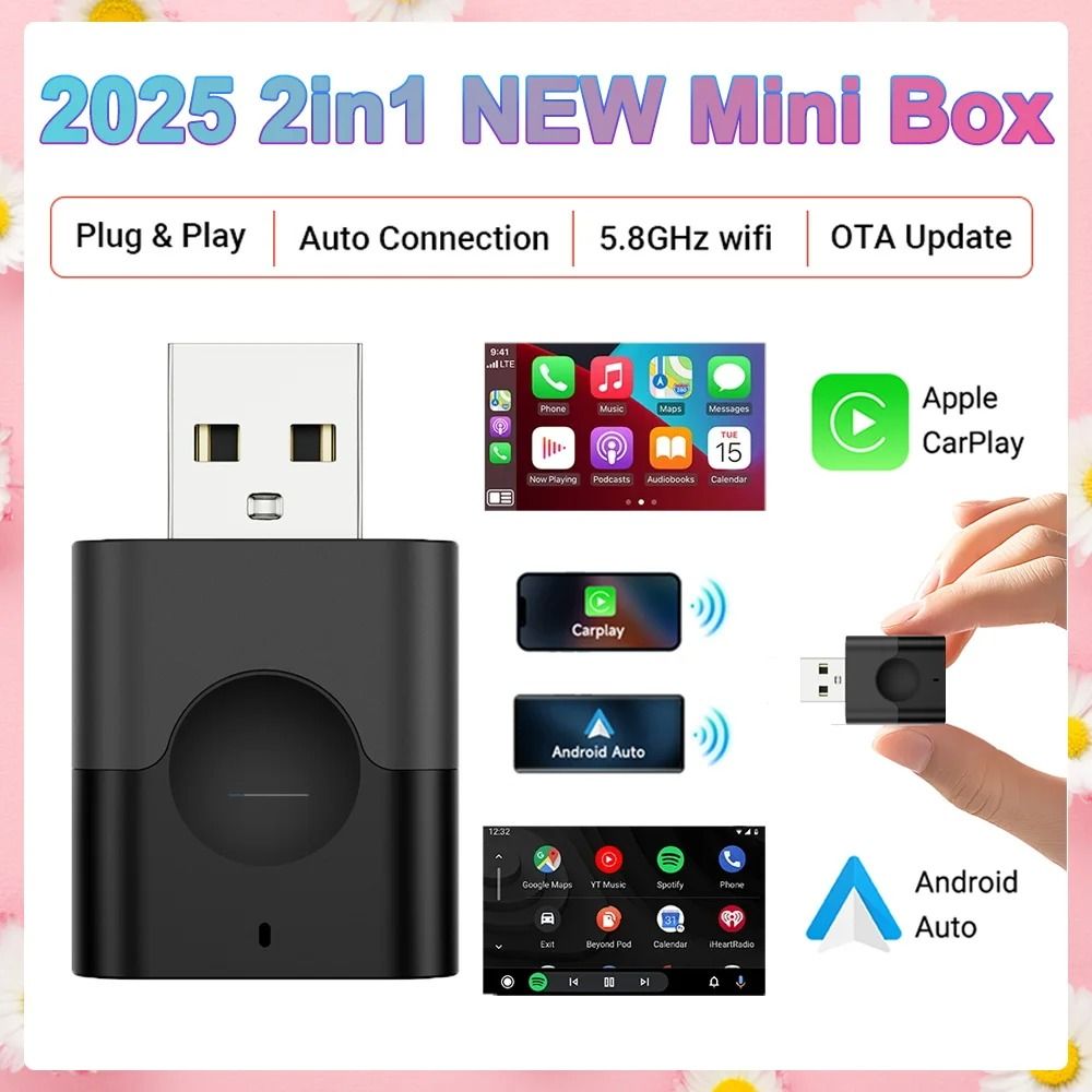 Wired To Wireless CarPlay And Android Auto 2in1 Mini Adapter Dongle Universal Bluetooth WiFi Plug A 13