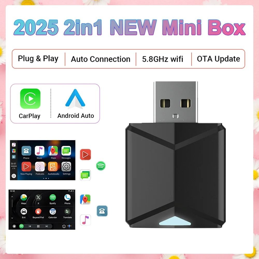 Wired To Wireless CarPlay And Android Auto 2in1 Mini Adapter Dongle Universal Bluetooth WiFi Plug A 8