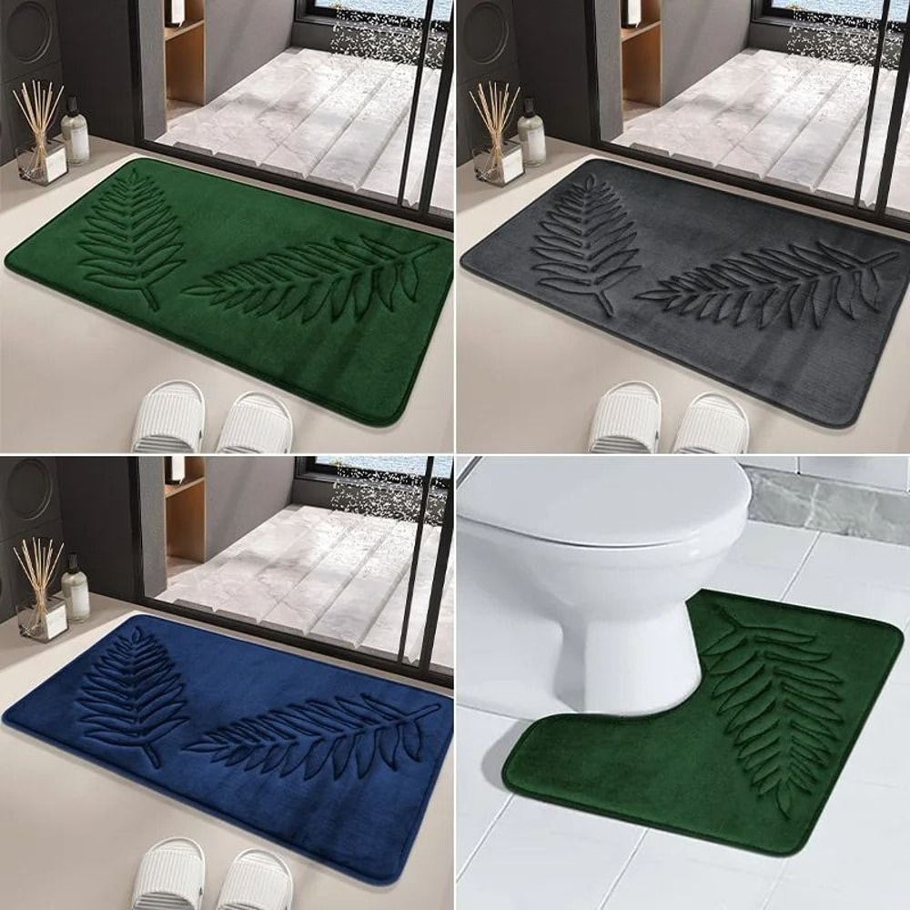 3 Piece Bath Mat Set Nonslip Quick Dry Soft Water Absorbent Machine Washable Bathroom Rugs 4