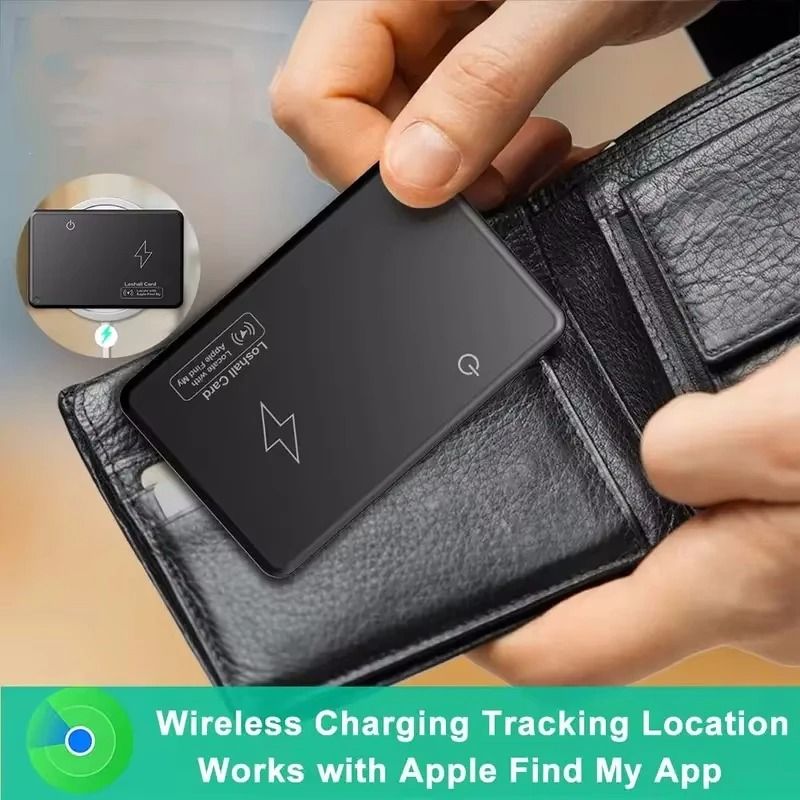 Wireless Charging Wallet Tracker Card Waterproof GPS Locator Compatible With Apple Find My App 2
