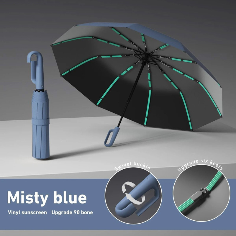 Fully Automatic Windproof Folding Umbrella  Portable Double Layer Design For Men And Women 9