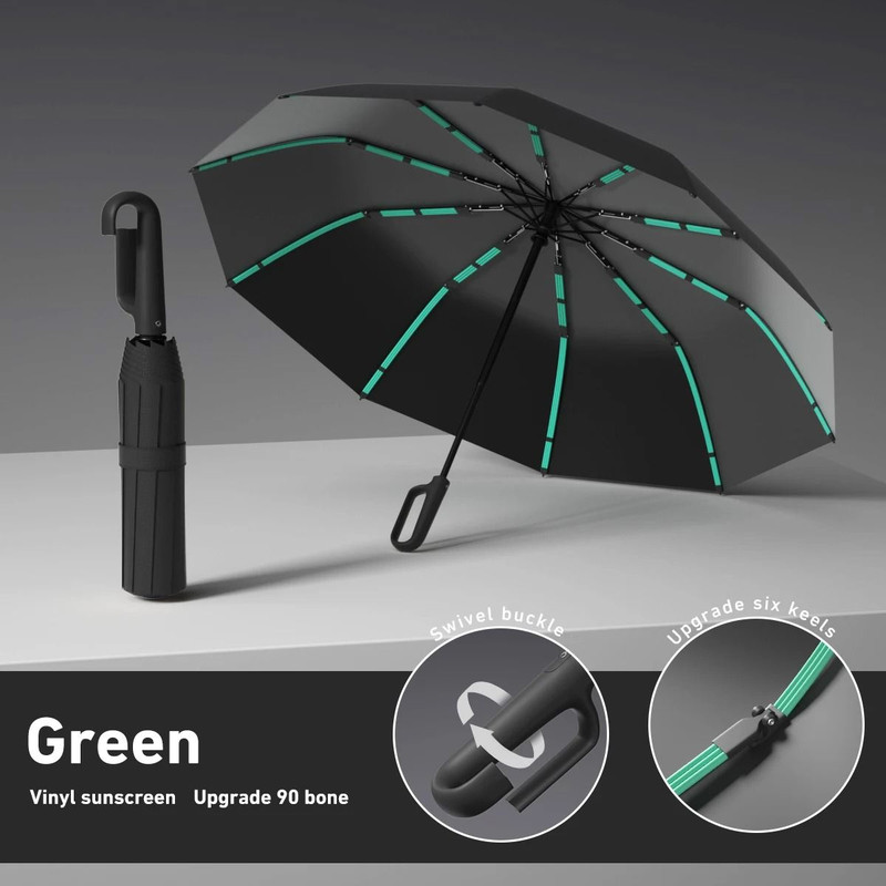 Fully Automatic Windproof Folding Umbrella  Portable Double Layer Design For Men And Women 11