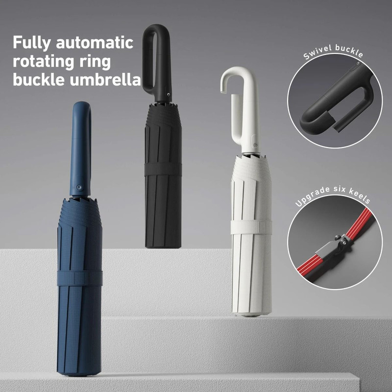 Fully Automatic Windproof Folding Umbrella  Portable Double Layer Design For Men And Women 2