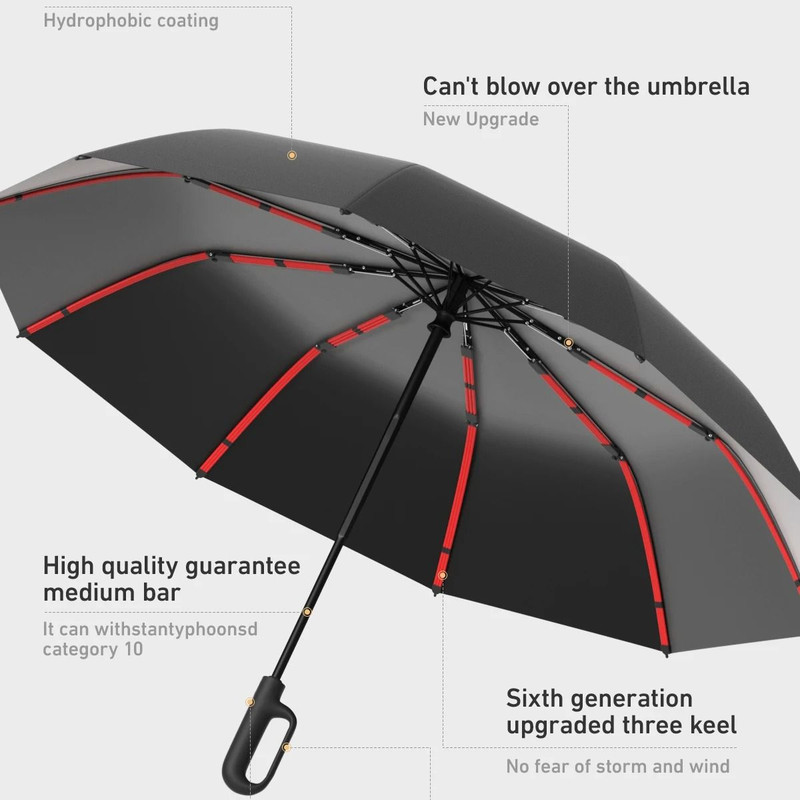 Fully Automatic Windproof Folding Umbrella  Portable Double Layer Design For Men And Women 5