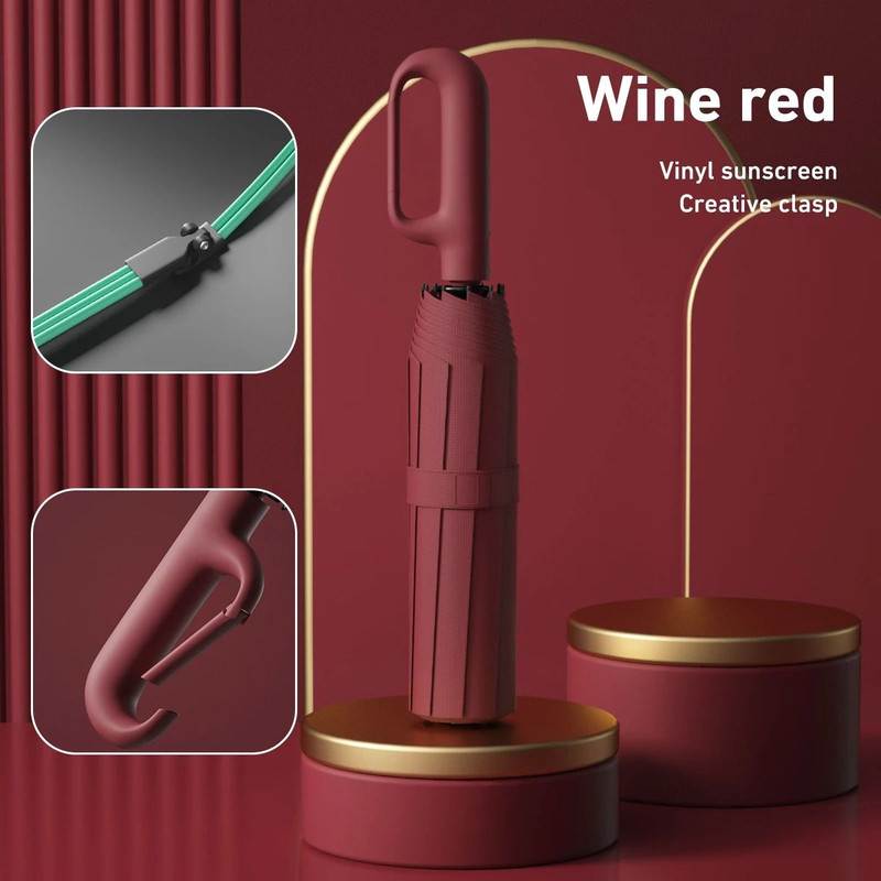 Fully Automatic Windproof Folding Umbrella  Portable Double Layer Design For Men And Women 8