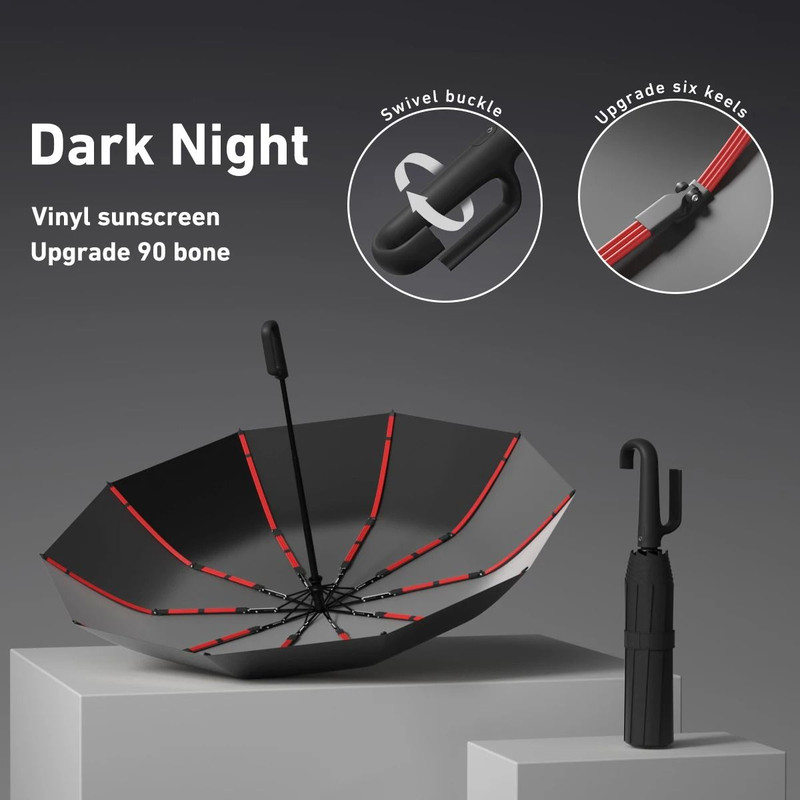 Fully Automatic Windproof Folding Umbrella  Portable Double Layer Design For Men And Women 27