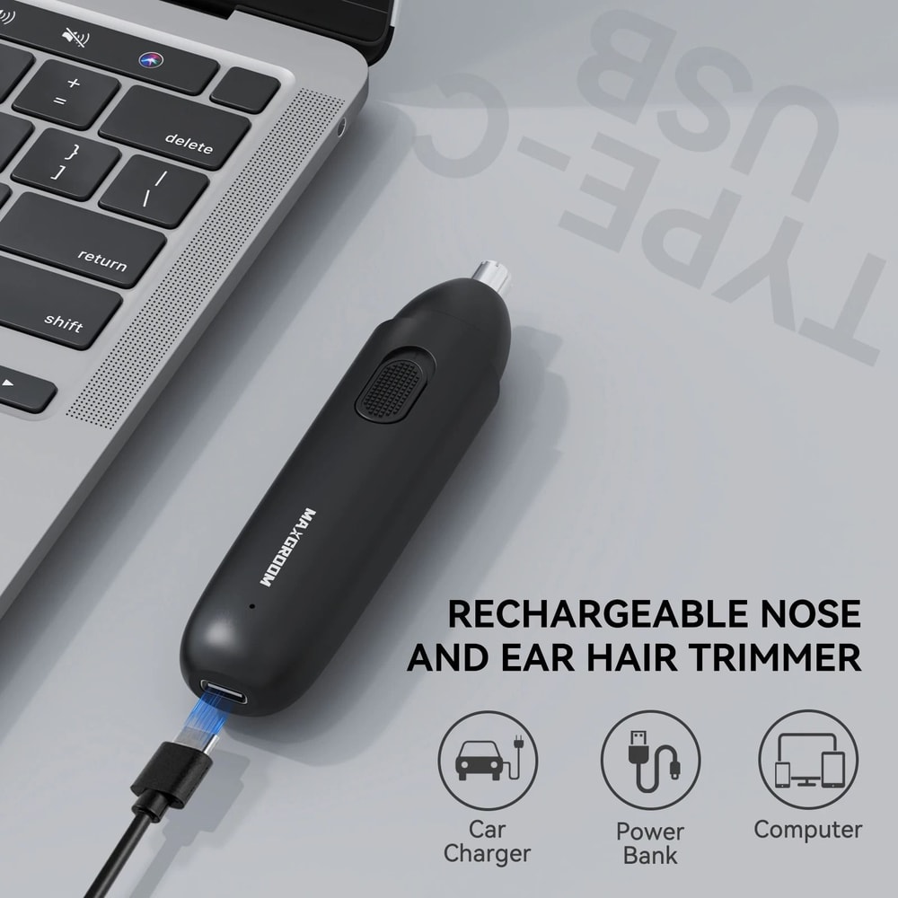 Rechargeable Nose Hair Trimmer 360 Dual Blade Painless Electric Groomer For Men 6