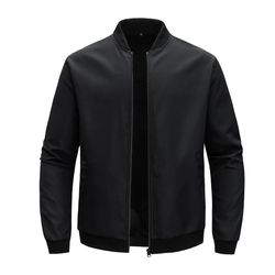 mens casual baseball collar jacket – lightweight solid color business and streetwear coat