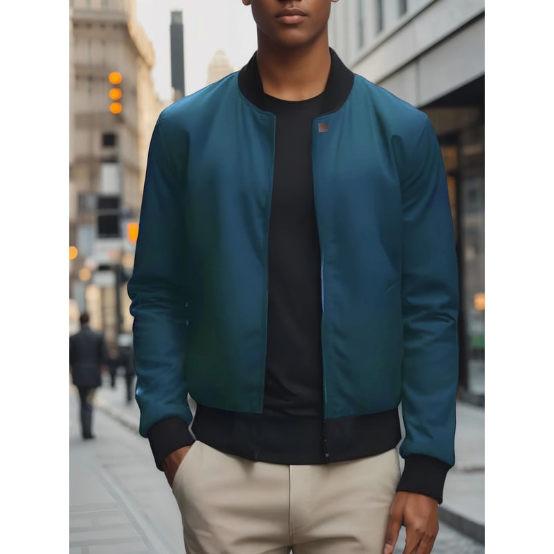 Mens Casual Baseball Collar Jacket Lightweight Solid Color Business And Streetwear Coat 13