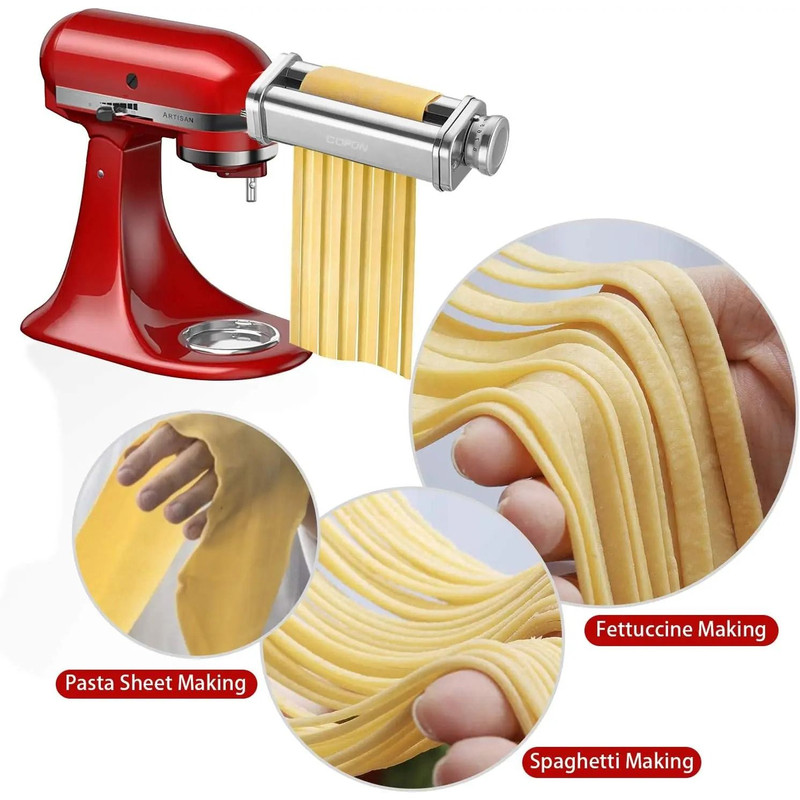 Pasta Attachment For KitchenAid Mixer Stainless Steel Pasta Roller And Cutter For Spaghetti And Fe 0