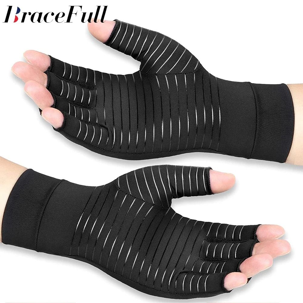 Copper Arthritis Compression Gloves Fingerless Pain Relief Support For Arthritis Carpal Tunnel Swel 0