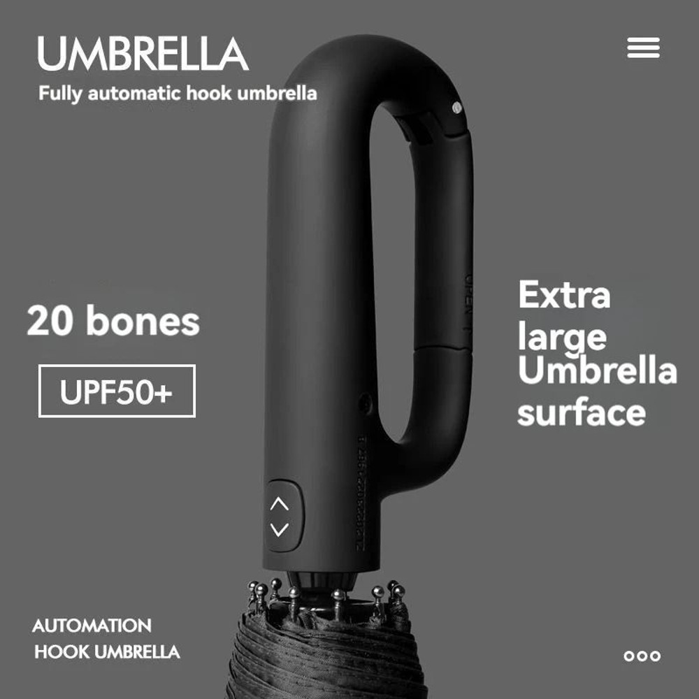 Ring Buckle Design 20 Rib Fully Automatic Folding Umbrella Extra Large Sunshade For Men And Women 2