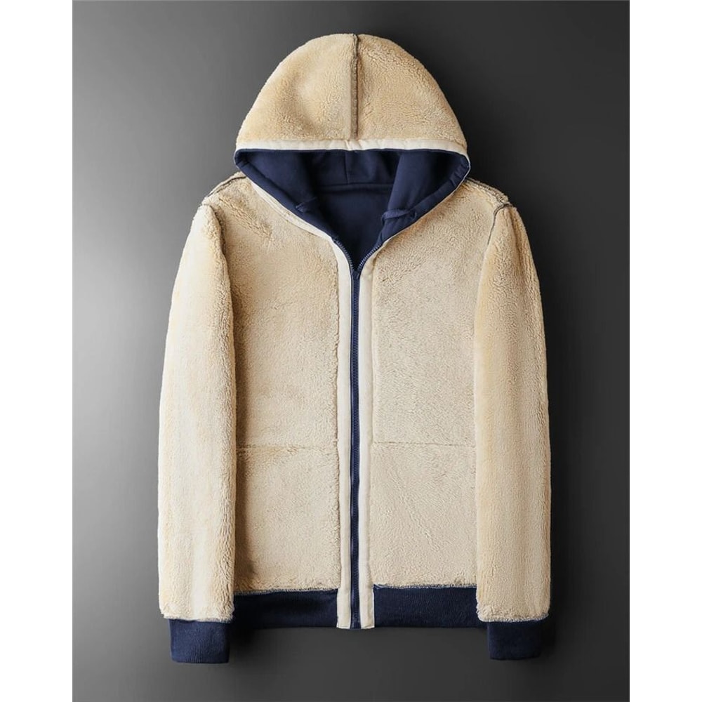 Winter Lambswool Fleece Hoodie Jacket With Hood And Zipper 5