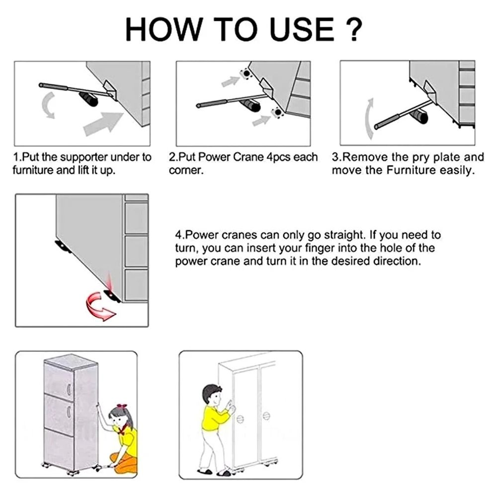 Heavy Duty Furniture Lifter And Mover Set With 4 Roller Pads 6