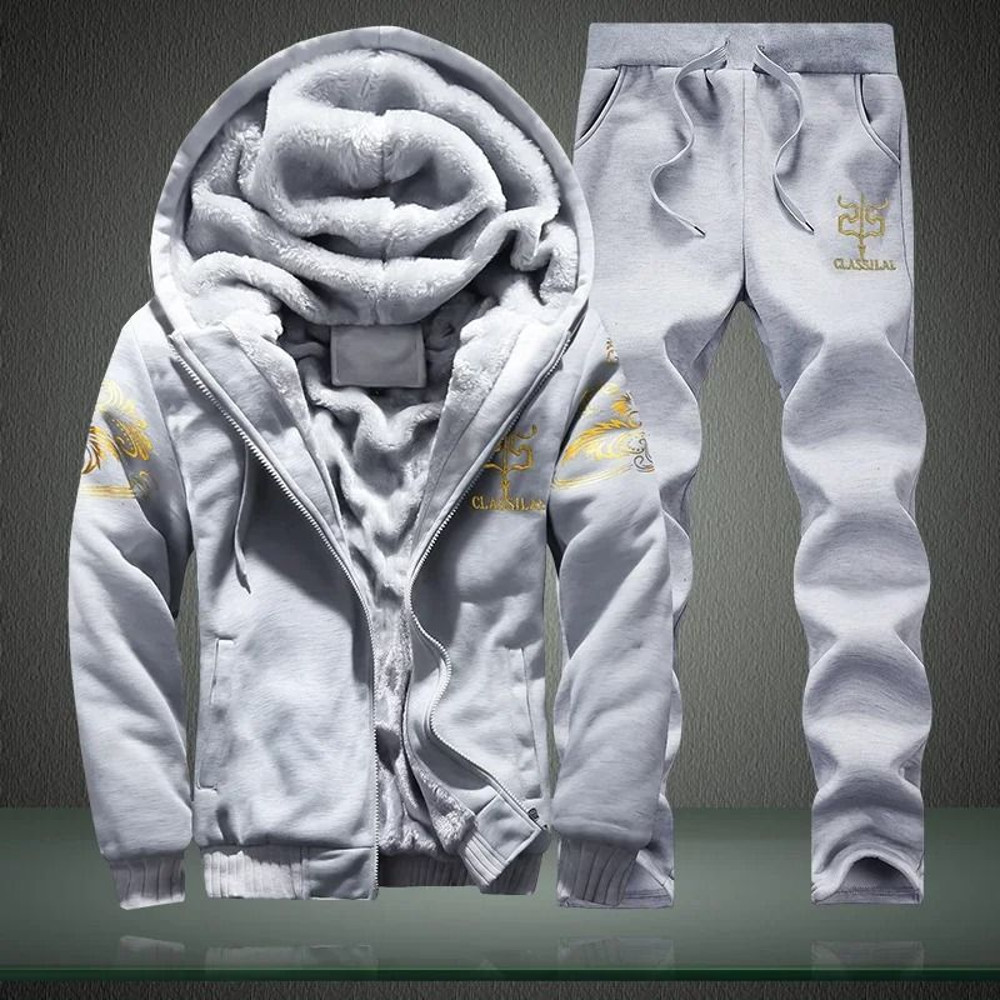 Mens Autumn And Winter Sportswear Set Hooded Jacket And Pants Two Piece Outfit 2