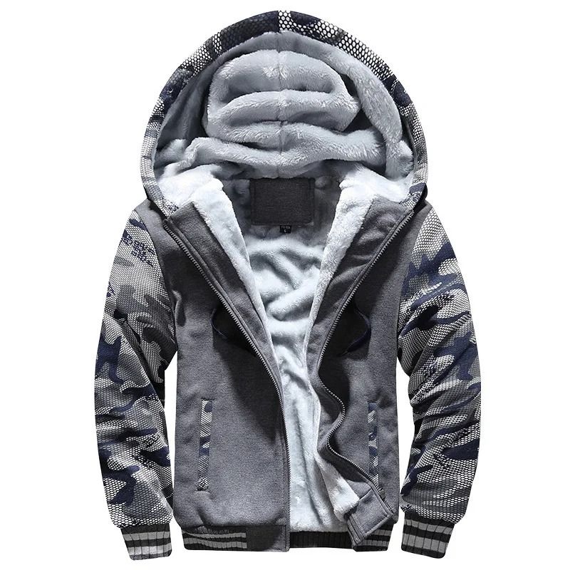 Mens Camouflage Winter Jacket With Fleece Lining And Hood 12