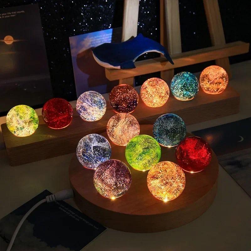 Fantasy Colorful Glass Star Ball Cosmic Planet Decoration 0