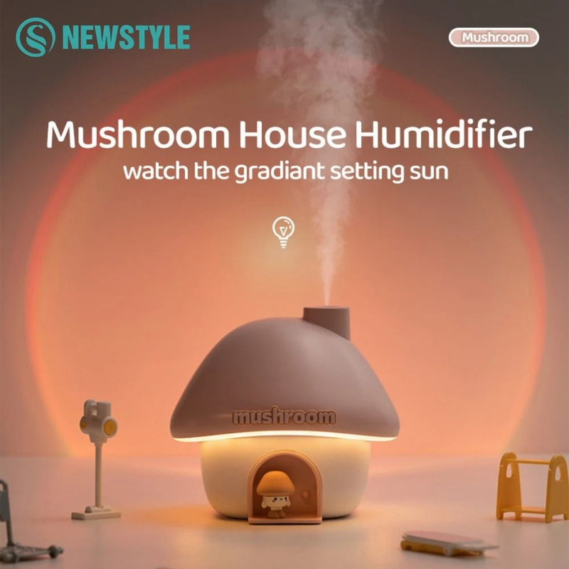Cartoon Mushroom Air Humidifier 300ml With Colorful Night Light 0