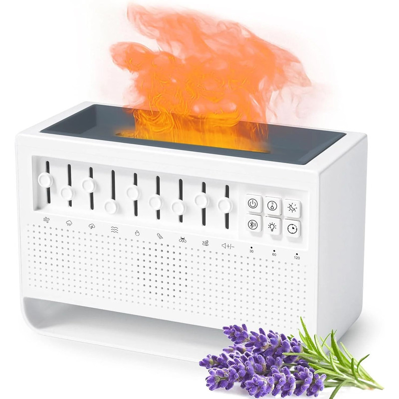 3in1 Flame Effect Aroma Diffuser Humidifier With White Noise And Bluetooth Speaker 2