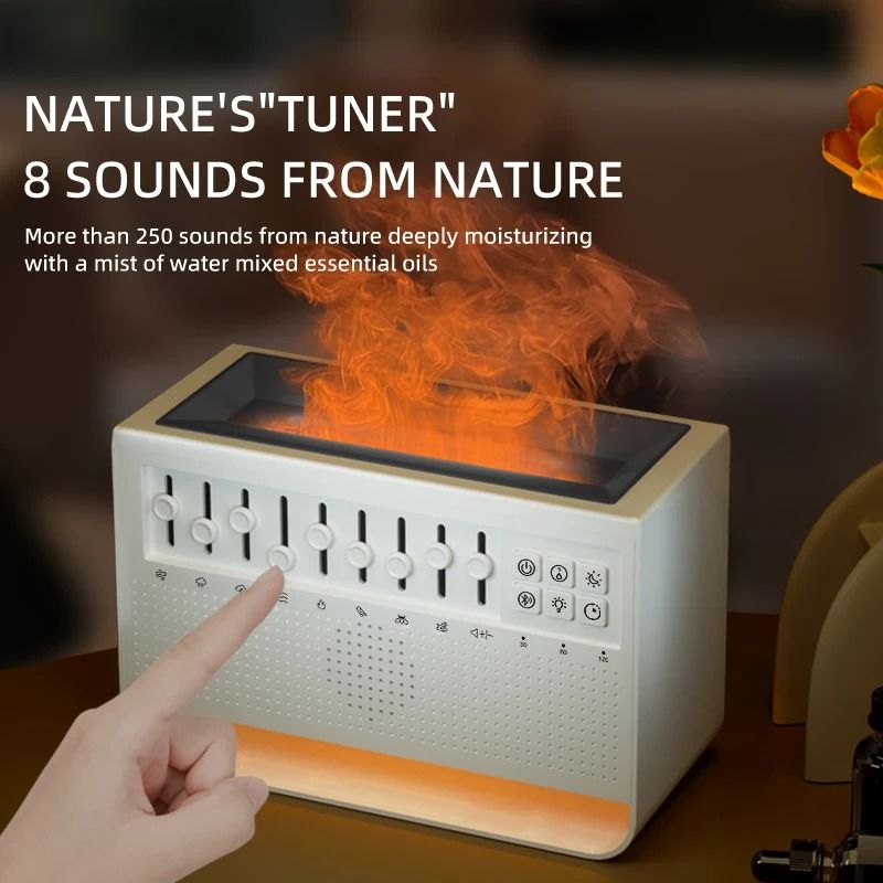 3in1 Flame Effect Aroma Diffuser Humidifier With White Noise And Bluetooth Speaker 3