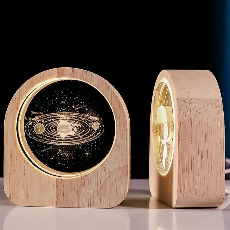 3D Crystal Glass Solar System Engraved Decoration For Desktop And Gift Giving 2