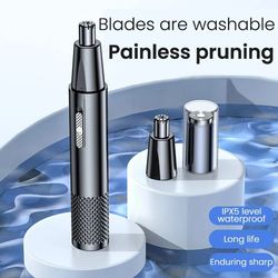 rechargeable nose hair trimmer with dual-use design and washable blades