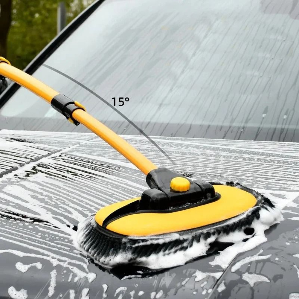 Telescoping Car Cleaning Brush With Long Handle And Chenille Mop Head 0
