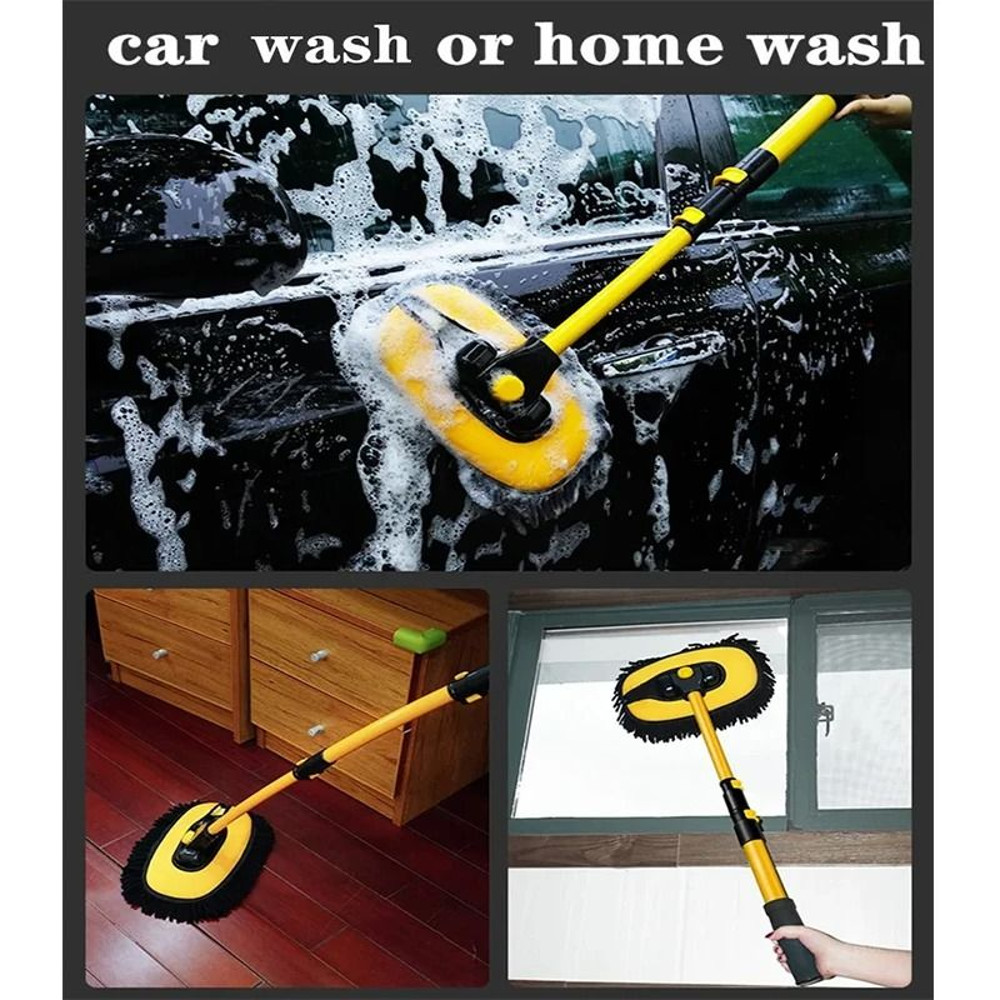 Telescoping Car Cleaning Brush With Long Handle And Chenille Mop Head 2