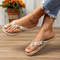 Womens Ethnic Style Flat Heel Flip Flops With Soft Bottom And AntiSlip Sole 1