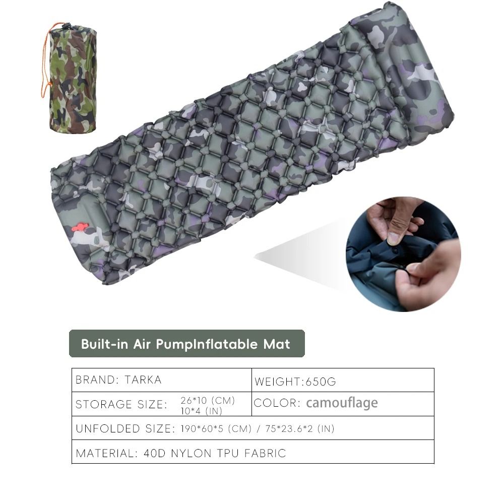 Inflatable Camping Sleeping Pad With Builtin Pillow And Pump Lightweight Outdoor Air Mattress 10