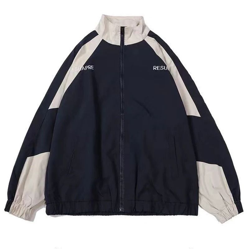 Hip Hop Varsity Jacket Patchwork College Style Windbreaker 0