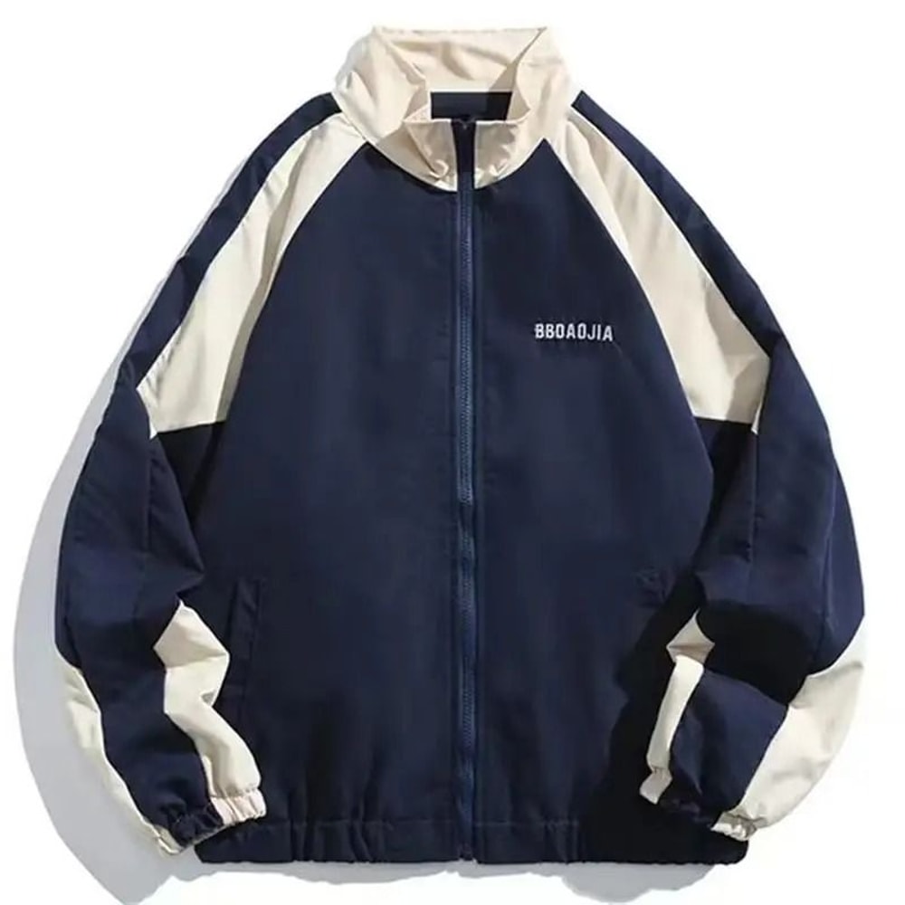 Hip Hop Varsity Jacket Patchwork College Style Windbreaker 6