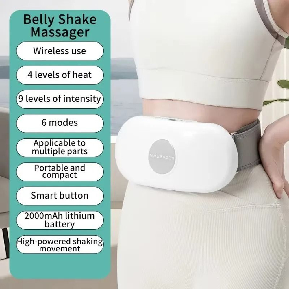 Electric Belly Shaking Massager Portable Wireless Abdominal Massage Belt With Heat And Multi Modes 2