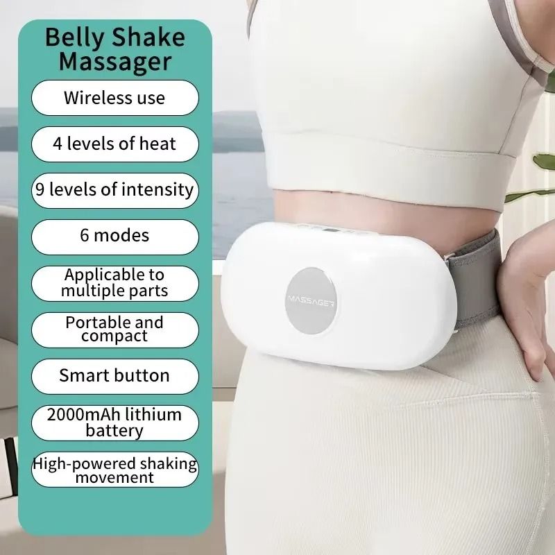 Electric Belly Shaking Massager Portable Wireless Abdominal Massage Belt With Heat And Multi Modes 2