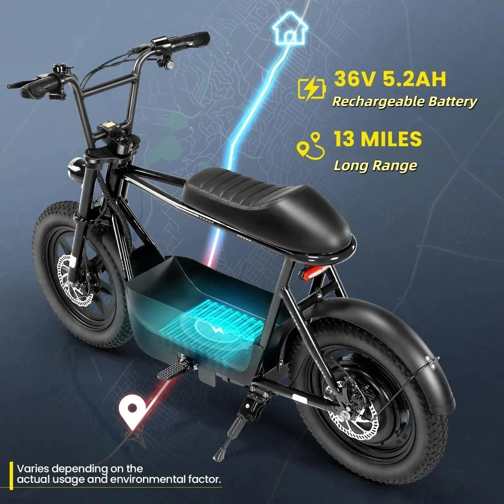 Electric Scooter With Seat For Adults 16 Inch Fat Tire All Terrain Commuter Ebike With Basket 5