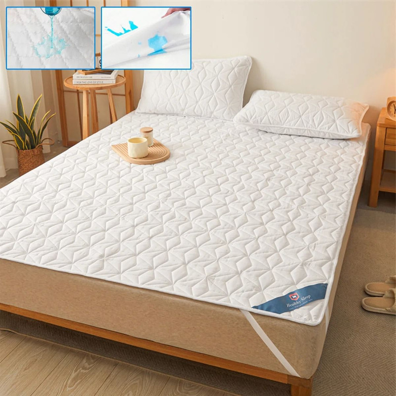 Waterproof Mattress Protector Breathable Noiseless Mattress Cover With Elastic Straps 6