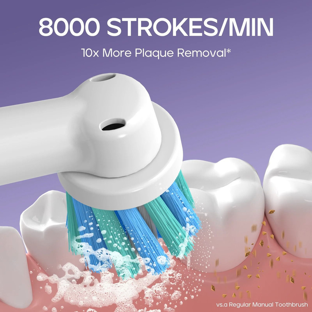 Electric Rechargeable Toothbrush With 8 Brush Heads And Smart Timer 2