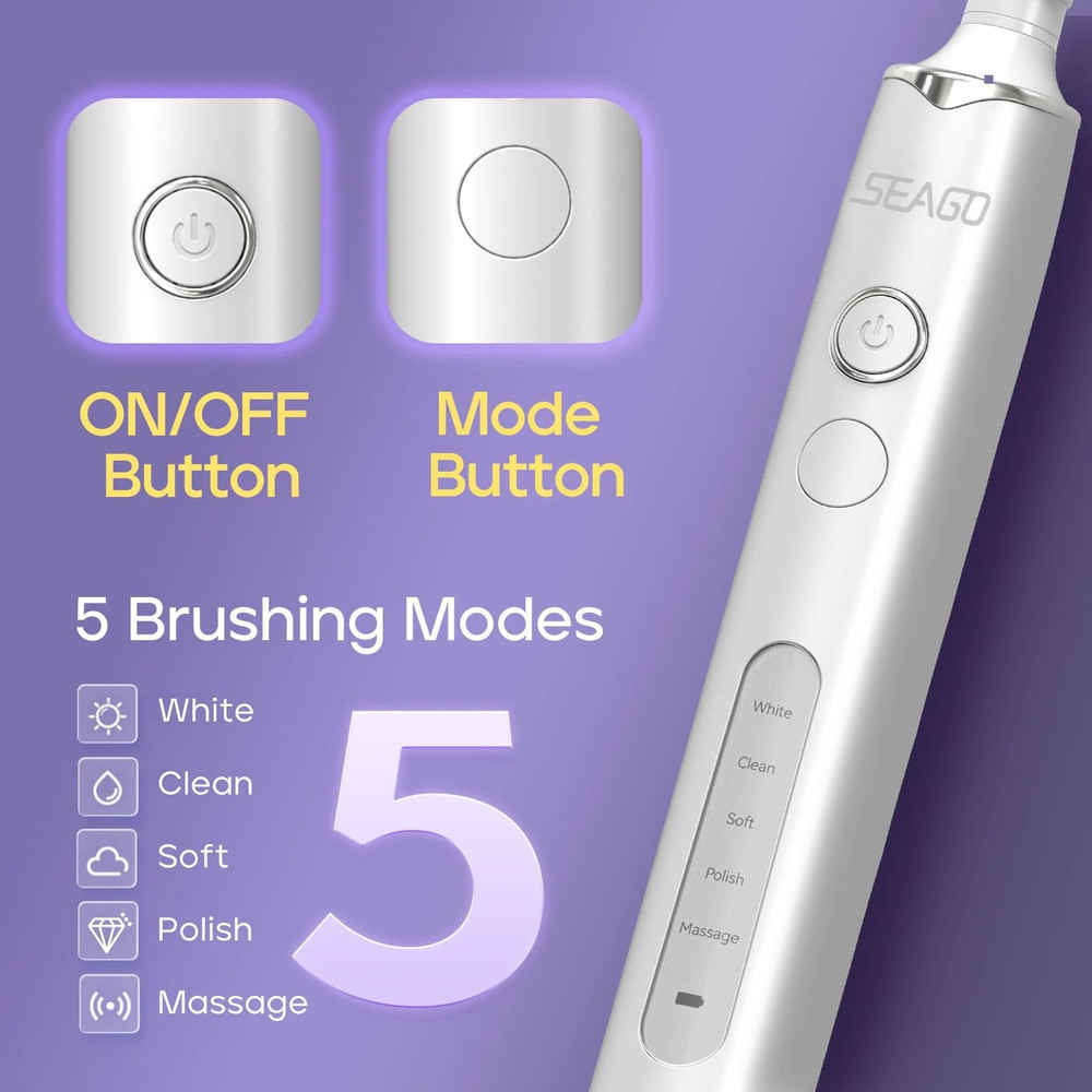 Electric Rechargeable Toothbrush With 8 Brush Heads And Smart Timer 4