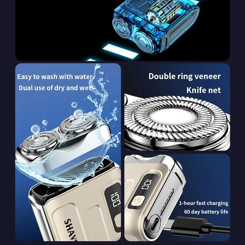 Mini Travel Electric Shaver Rechargeable Rotary Razor For Men 3