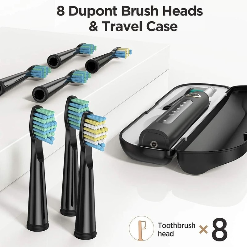 Electric Sonic Toothbrush Set With Travel Case And 10 Brush Heads 2