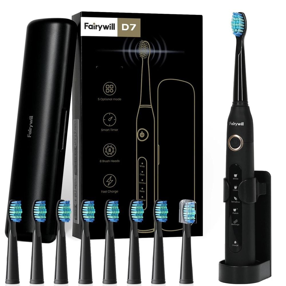 Electric Sonic Toothbrush Set With Travel Case And 10 Brush Heads 5
